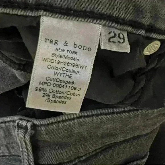 Rag & Bone Black Nina High Rise Ankle Skinny Jeans sz 29 - Picture 9 of 9